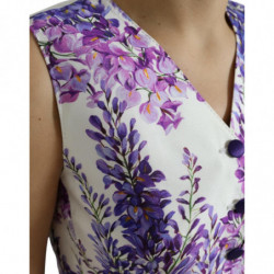 Gilet in gilet di seta con stampa floreale bianca - IT40-S