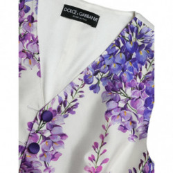 Gilet in gilet di seta con stampa floreale bianca - IT40-S