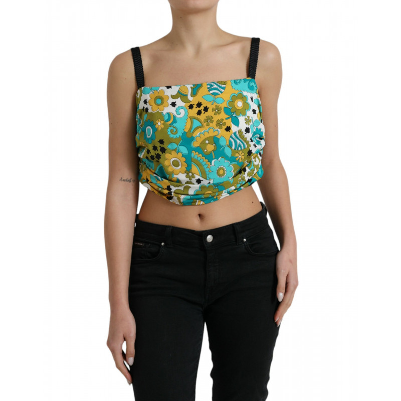 Top corto senza maniche floreale multicolore - IT50 - XXL