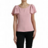 Top camicetta rosa girocollo a maniche corte - IT44 - L