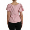 Top camicetta rosa girocollo a maniche corte - IT44 - L