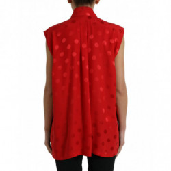 Top in camicetta con colletto senza maniche a pois rossi - IT40-S