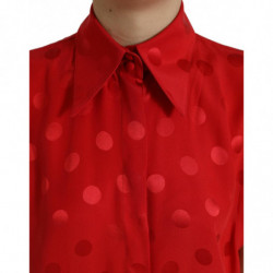 Top in camicetta con colletto senza maniche a pois rossi - IT40-S