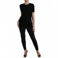 T-shirt girocollo a maniche corte in lana nera - IT44 - L