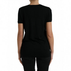 T-shirt girocollo a maniche corte in lana nera - IT44 - L