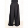 Pantaloni di lana da donna a vita alta neri a gamba larga - IT48 - XL