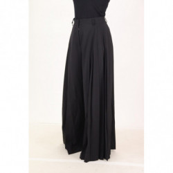 Pantaloni di lana da donna a vita alta neri a gamba larga - IT48 - XL