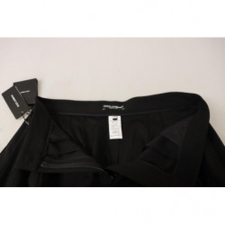 Pantaloni di lana da donna a vita alta neri a gamba larga - IT48 - XL