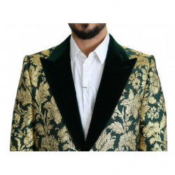 DOLCE & GABBANA Giacca SICILIA Cappotto Lungo Jacquard Verde Oro -