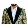 DOLCE & GABBANA Giacca SICILIA Cappotto Lungo Jacquard Verde Oro -