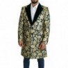 DOLCE & GABBANA Giacca SICILIA Cappotto Lungo Jacquard Verde Oro -