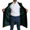 DOLCE & GABBANA Giacca SICILIA Cappotto Lungo Jacquard Verde Oro -