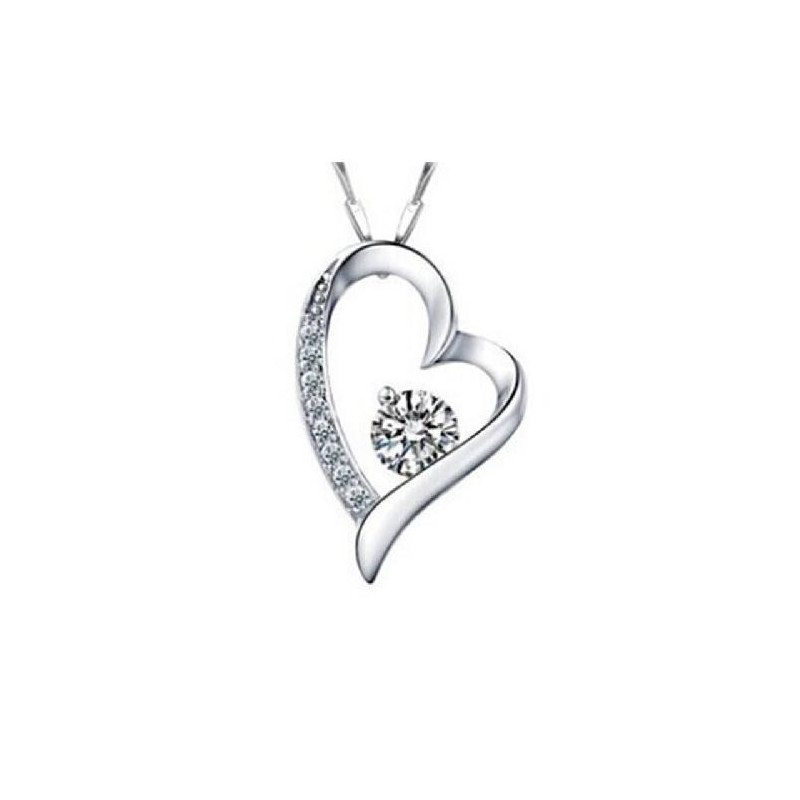Collana con pendente cuore ricoperto di strass - Colore Bianco