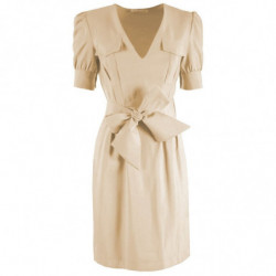 Abito in viscosa beige - L