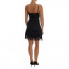 Abito lingerie chemise misto seta nera finiture pizzo - IT3 - M