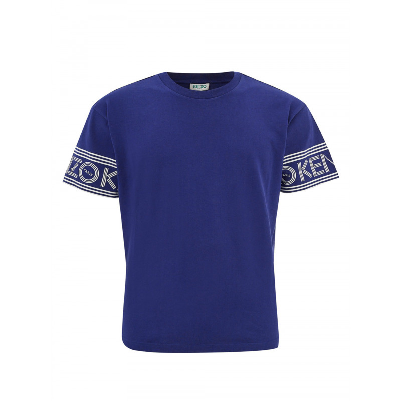 T-shirt viola in cotone con logo sulle maniche - S