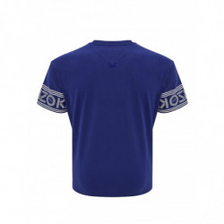 T-shirt viola in cotone con logo sulle maniche - S