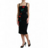 Abito midi aderente tubino in lana con rose nere - IT42-M