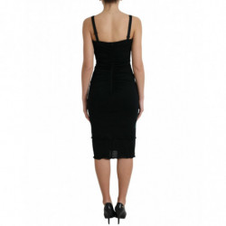 Abito midi aderente tubino in lana con rose nere - IT42-M