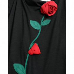 Abito midi aderente tubino in lana con rose nere - IT42-M