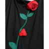 Abito midi aderente tubino in lana con rose nere - IT42-M