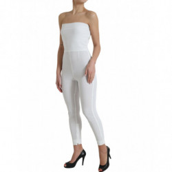 Abito tuta aderente senza spalline in nylon bianco - IT40-S