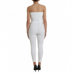 Abito tuta aderente senza spalline in nylon bianco - IT40-S