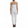Abito tuta aderente senza spalline in nylon bianco - IT40-S