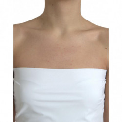 Abito tuta aderente senza spalline in nylon bianco - IT40-S