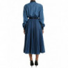 Abito longuette trapezio denim plissettato colletto blu - IT40-S