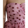 Abito abito senza spalline a trapezio a pois rosa - IT42-M
