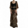 Abito lungo a strati con paillettes leopardate marroni - IT44 - L