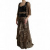Abito lungo a strati con paillettes leopardate marroni - IT44 - L