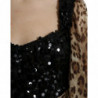Abito lungo a strati con paillettes leopardate marroni - IT44 - L