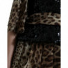 Abito lungo a strati con paillettes leopardate marroni - IT44 - L