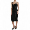 Abito longuette aderente in pizzo con corsetto bustier nero - IT42-M