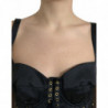 Abito longuette aderente in pizzo con corsetto bustier nero - IT42-M
