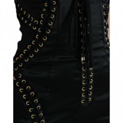 Abito longuette aderente in pizzo con corsetto bustier nero - IT42-M