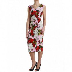 Abito longuette tubino scollo V floreale rosa viscosa rosa - IT40-S