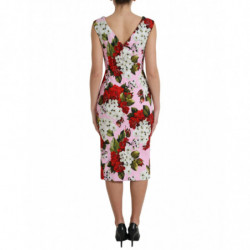 Abito longuette tubino scollo V floreale rosa viscosa rosa - IT40-S