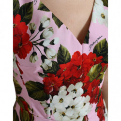Abito longuette tubino scollo V floreale rosa viscosa rosa - IT40-S