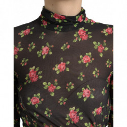 Abito lungo lungo a tubino con motivo floreale nero - IT40-S