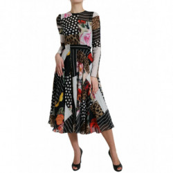 Abito leopardato floreale patchwork multicolor - IT40-S