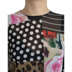 Abito leopardato floreale patchwork multicolor - IT40-S