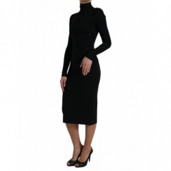 Abito aderente nero a maniche lunghe con collo alto - IT40-S