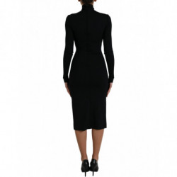 Abito aderente nero a maniche lunghe con collo alto - IT40-S