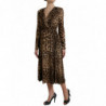 Abito midi effetto avvolgente con stampa leopardata marrone - IT44 - L