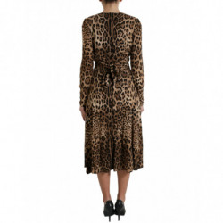 Abito midi effetto avvolgente con stampa leopardata marrone - IT44 - L