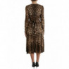 Abito midi effetto avvolgente con stampa leopardata marrone - IT44 - L