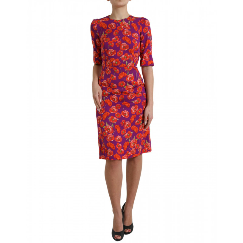 Abito tubino con stampa floreale papaveri multicolor - IT38 - XS